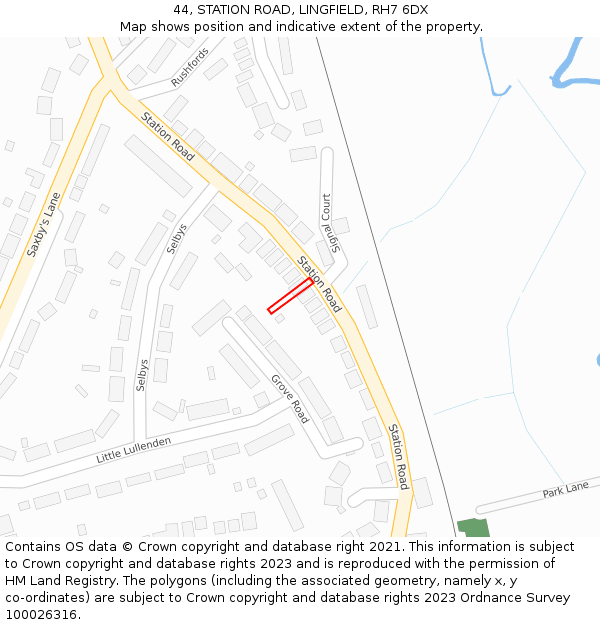 44, STATION ROAD, LINGFIELD, RH7 6DX: Location map and indicative extent of plot