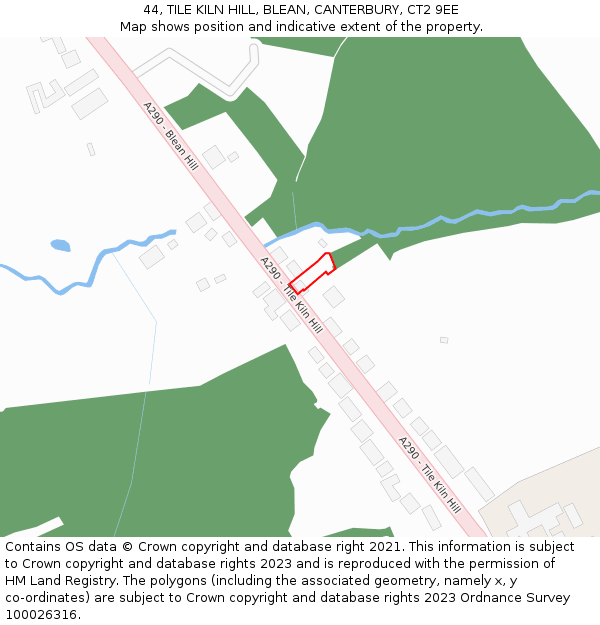 44, TILE KILN HILL, BLEAN, CANTERBURY, CT2 9EE: Location map and indicative extent of plot