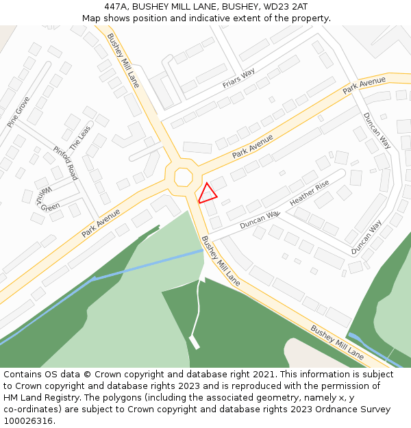 447A, BUSHEY MILL LANE, BUSHEY, WD23 2AT: Location map and indicative extent of plot