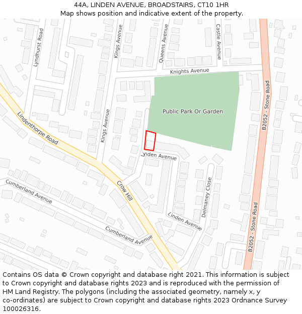 44A, LINDEN AVENUE, BROADSTAIRS, CT10 1HR: Location map and indicative extent of plot