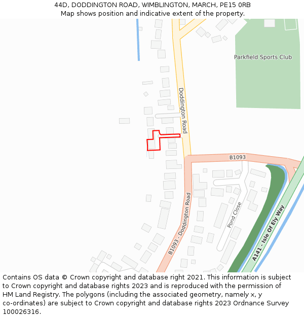 44D, DODDINGTON ROAD, WIMBLINGTON, MARCH, PE15 0RB: Location map and indicative extent of plot