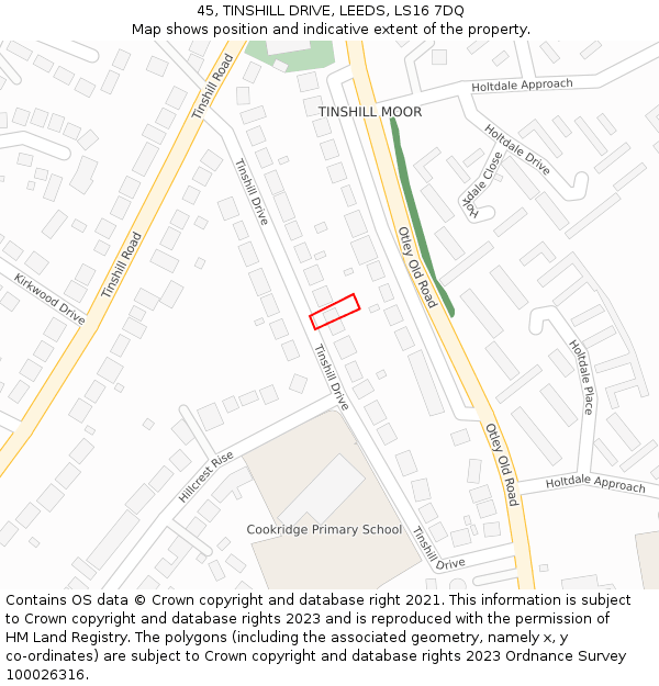 45, TINSHILL DRIVE, LEEDS, LS16 7DQ: Location map and indicative extent of plot