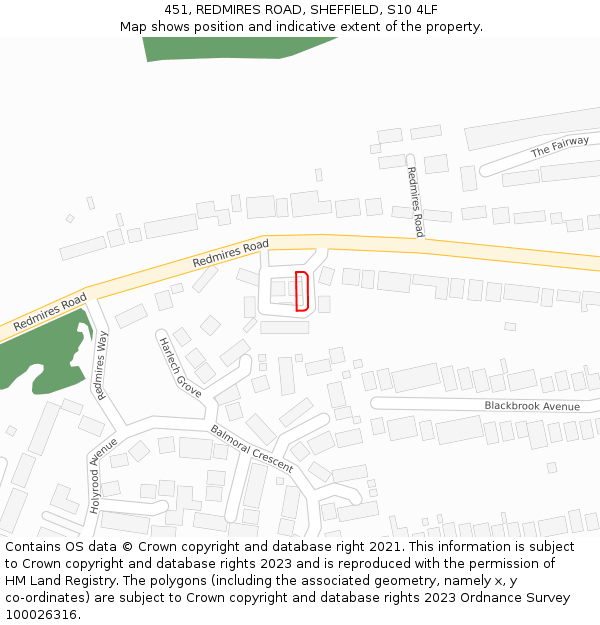 451, REDMIRES ROAD, SHEFFIELD, S10 4LF: Location map and indicative extent of plot