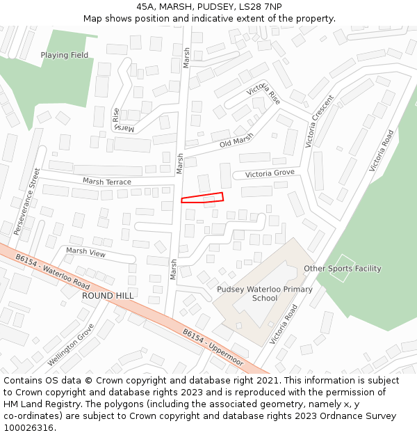 45A, MARSH, PUDSEY, LS28 7NP: Location map and indicative extent of plot