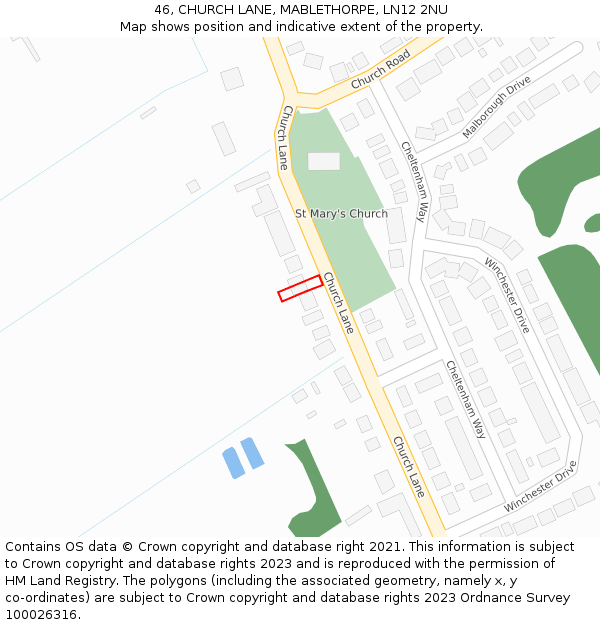 46, CHURCH LANE, MABLETHORPE, LN12 2NU: Location map and indicative extent of plot