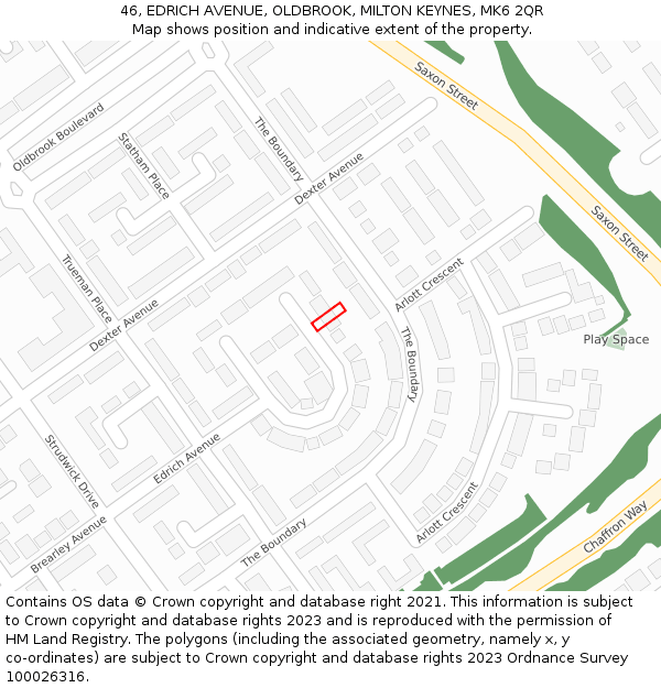 46, EDRICH AVENUE, OLDBROOK, MILTON KEYNES, MK6 2QR: Location map and indicative extent of plot