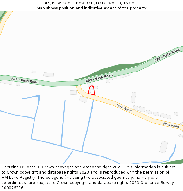 46, NEW ROAD, BAWDRIP, BRIDGWATER, TA7 8PT: Location map and indicative extent of plot