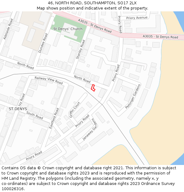 46, NORTH ROAD, SOUTHAMPTON, SO17 2LX: Location map and indicative extent of plot