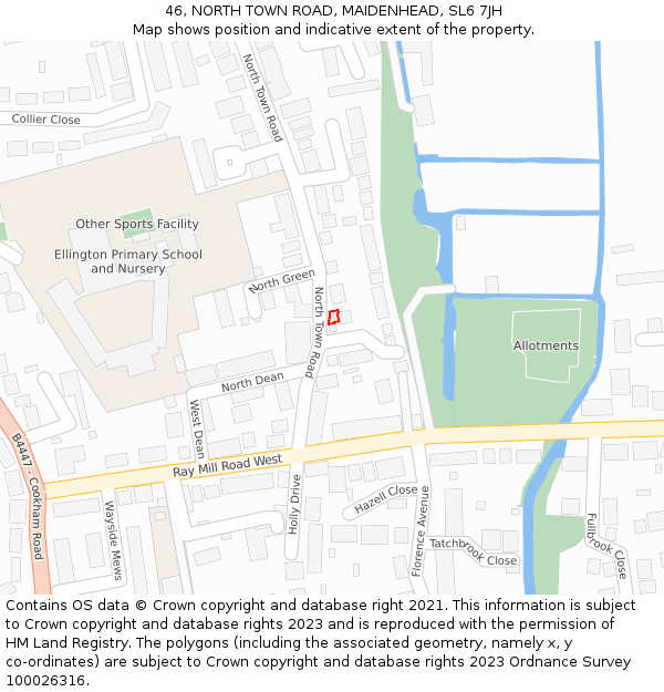 46, NORTH TOWN ROAD, MAIDENHEAD, SL6 7JH: Location map and indicative extent of plot