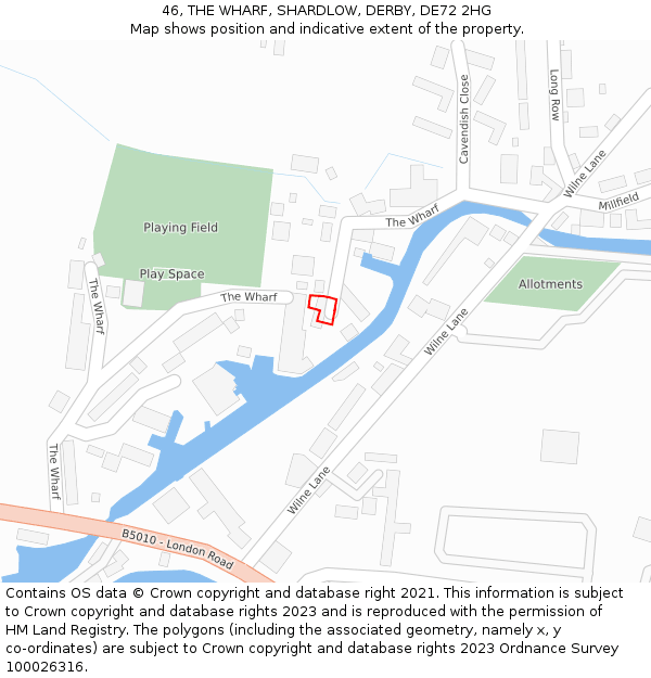 46, THE WHARF, SHARDLOW, DERBY, DE72 2HG: Location map and indicative extent of plot