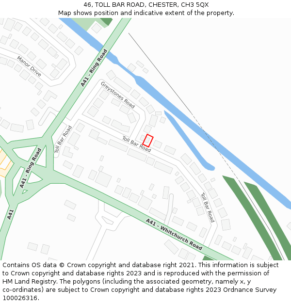 46, TOLL BAR ROAD, CHESTER, CH3 5QX: Location map and indicative extent of plot