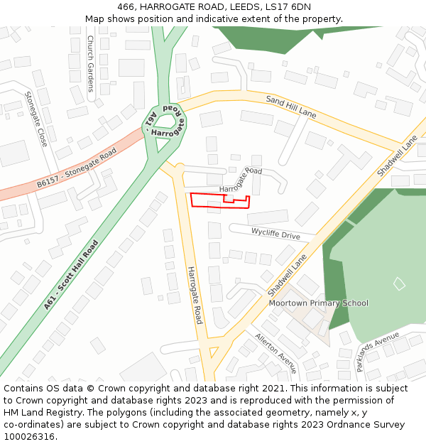 466, HARROGATE ROAD, LEEDS, LS17 6DN: Location map and indicative extent of plot