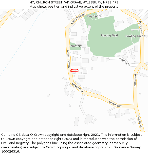 47, CHURCH STREET, WINGRAVE, AYLESBURY, HP22 4PE: Location map and indicative extent of plot