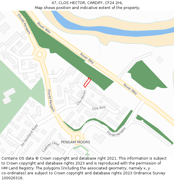 47, CLOS HECTOR, CARDIFF, CF24 2HL: Location map and indicative extent of plot