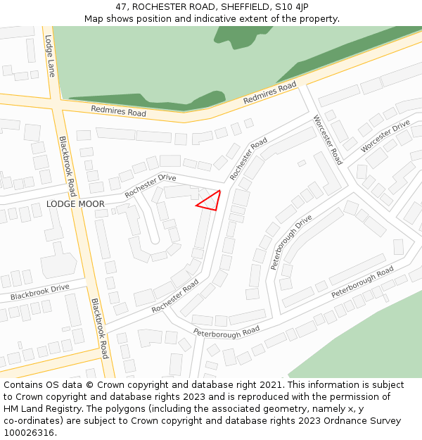 47, ROCHESTER ROAD, SHEFFIELD, S10 4JP: Location map and indicative extent of plot