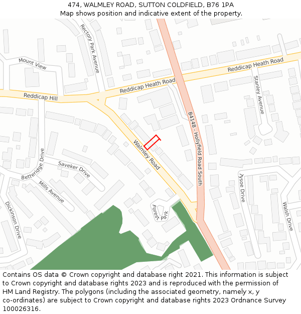 474, WALMLEY ROAD, SUTTON COLDFIELD, B76 1PA: Location map and indicative extent of plot