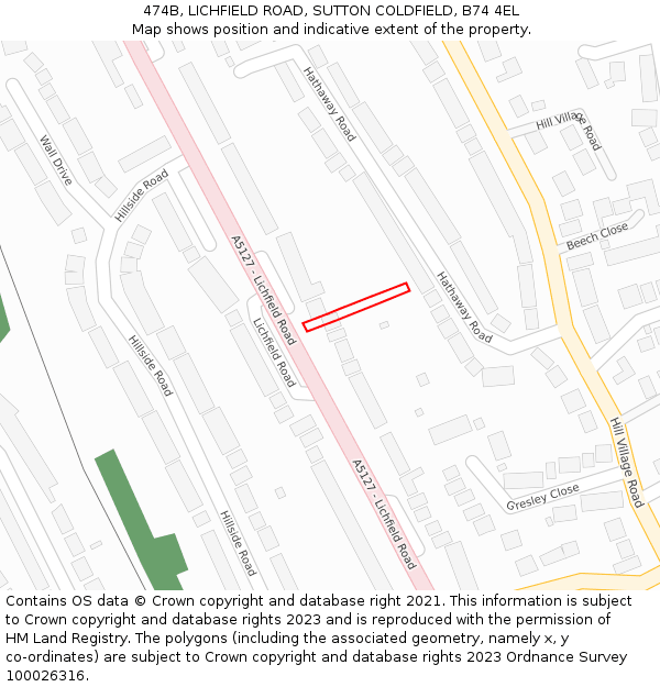 474B, LICHFIELD ROAD, SUTTON COLDFIELD, B74 4EL: Location map and indicative extent of plot