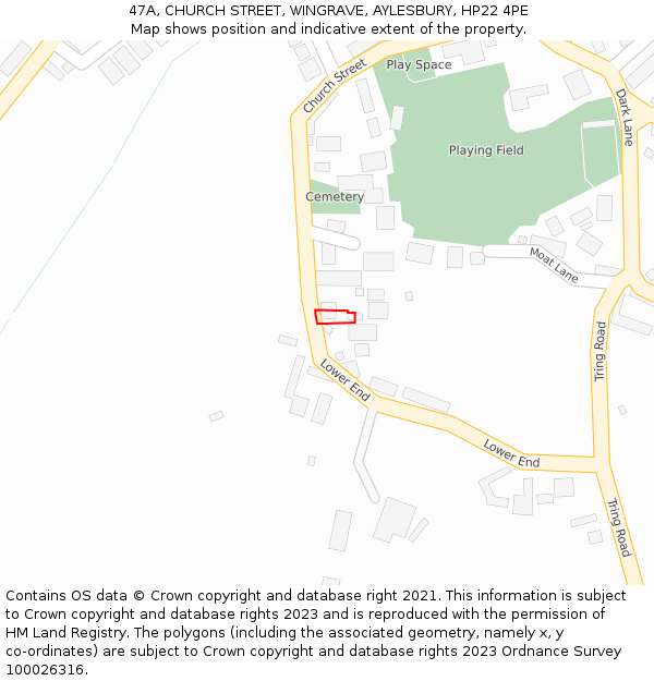 47A, CHURCH STREET, WINGRAVE, AYLESBURY, HP22 4PE: Location map and indicative extent of plot