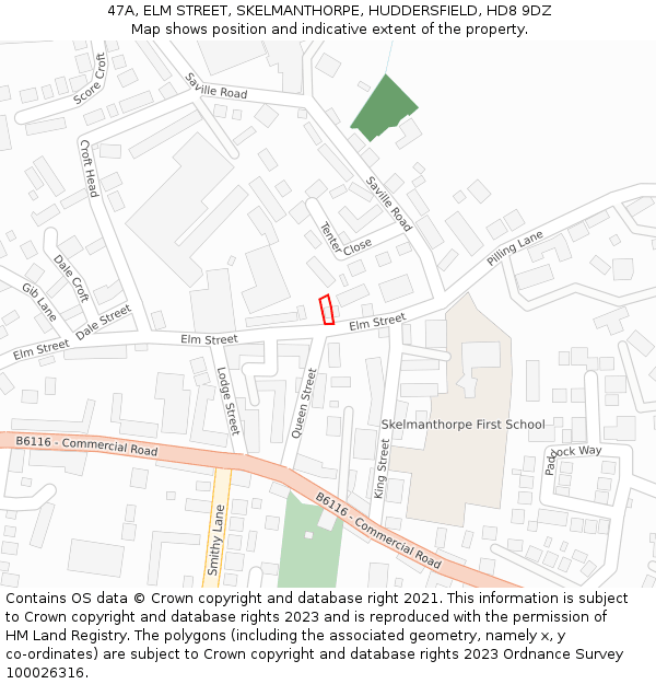 47A, ELM STREET, SKELMANTHORPE, HUDDERSFIELD, HD8 9DZ: Location map and indicative extent of plot