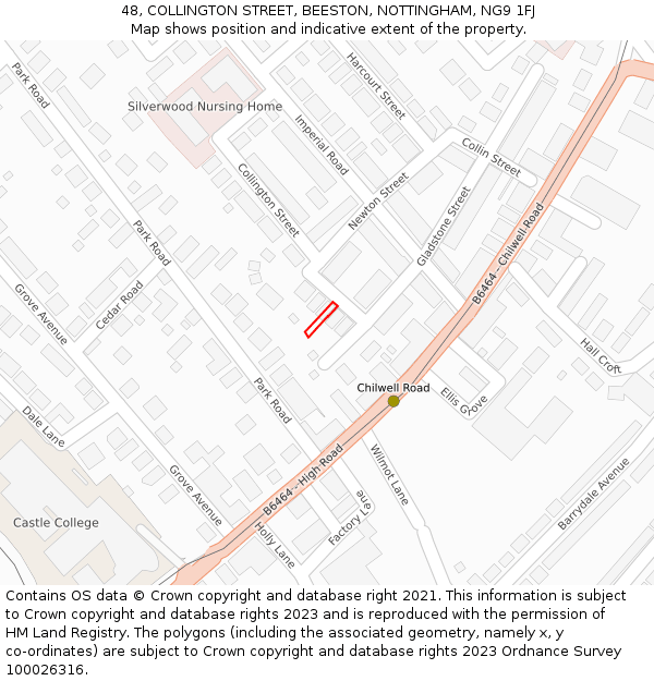 48, COLLINGTON STREET, BEESTON, NOTTINGHAM, NG9 1FJ: Location map and indicative extent of plot