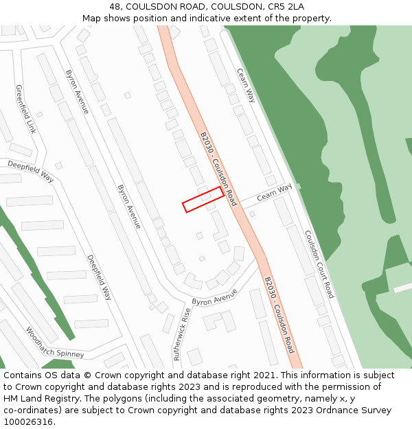 48, COULSDON ROAD, COULSDON, CR5 2LA: Location map and indicative extent of plot