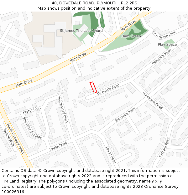 48, DOVEDALE ROAD, PLYMOUTH, PL2 2RS: Location map and indicative extent of plot