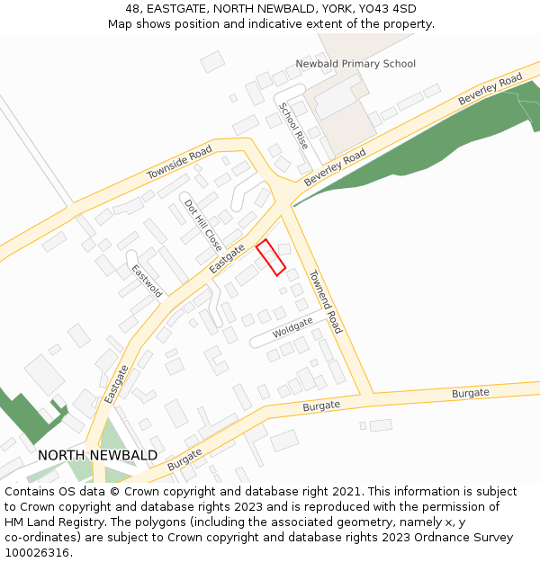 48, EASTGATE, NORTH NEWBALD, YORK, YO43 4SD: Location map and indicative extent of plot