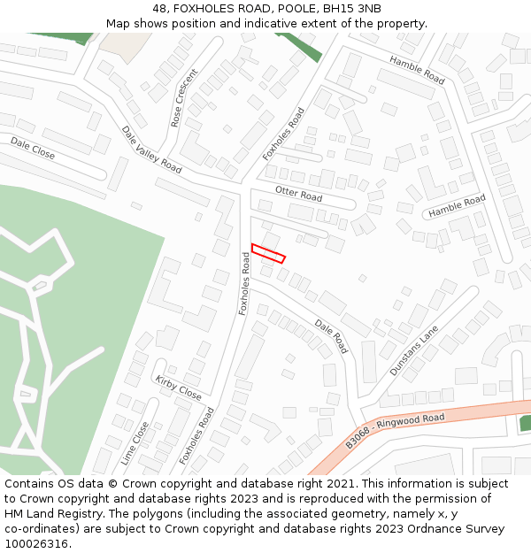 48, FOXHOLES ROAD, POOLE, BH15 3NB: Location map and indicative extent of plot