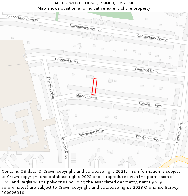 48, LULWORTH DRIVE, PINNER, HA5 1NE: Location map and indicative extent of plot