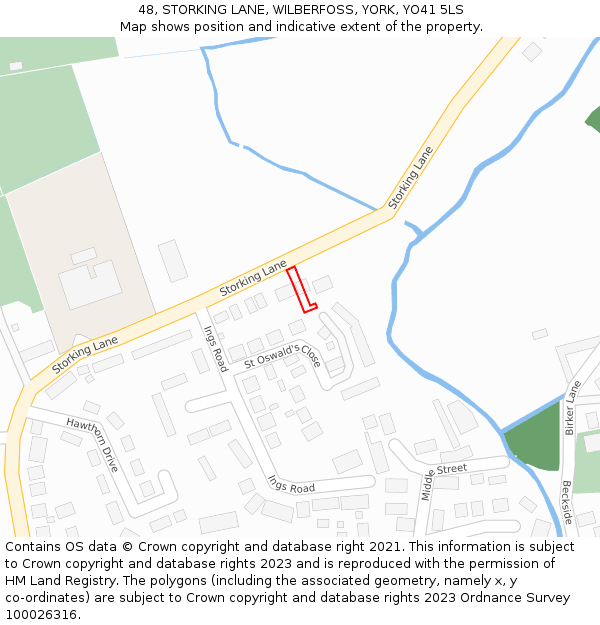 48, STORKING LANE, WILBERFOSS, YORK, YO41 5LS: Location map and indicative extent of plot