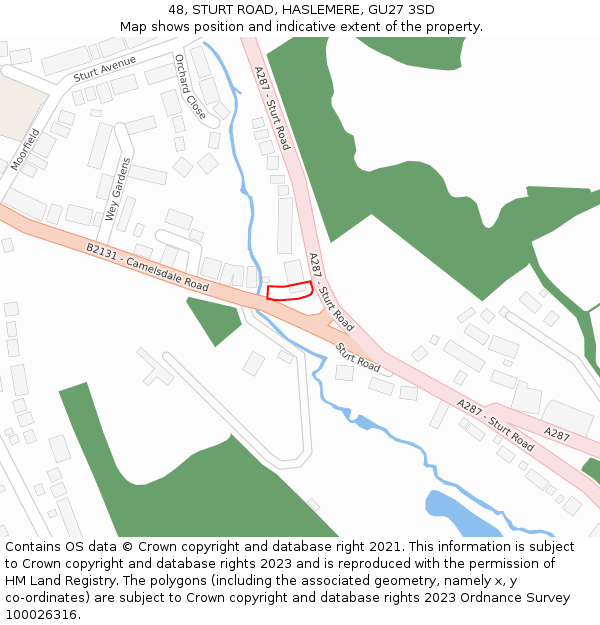 48, STURT ROAD, HASLEMERE, GU27 3SD: Location map and indicative extent of plot