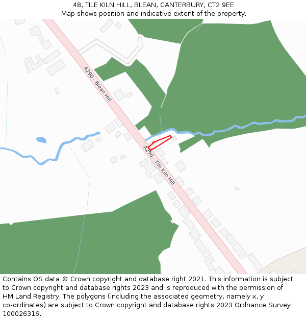 48, TILE KILN HILL, BLEAN, CANTERBURY, CT2 9EE: Location map and indicative extent of plot