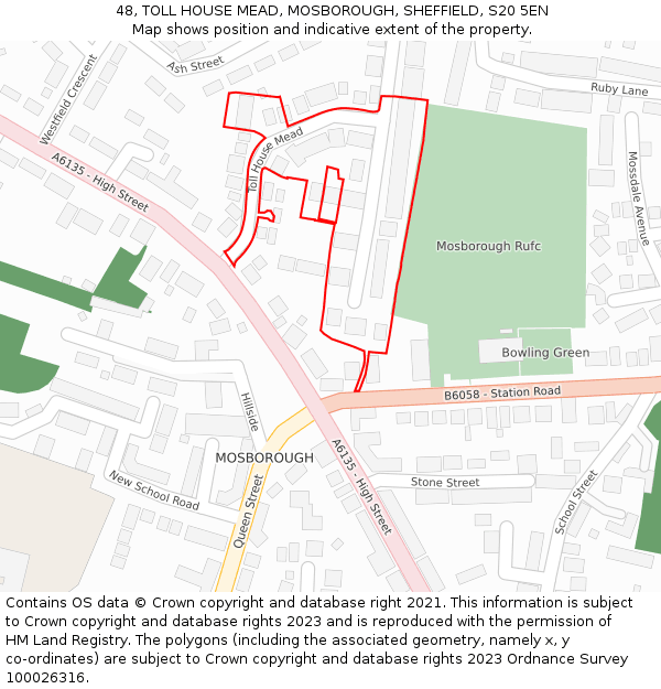 48, TOLL HOUSE MEAD, MOSBOROUGH, SHEFFIELD, S20 5EN: Location map and indicative extent of plot