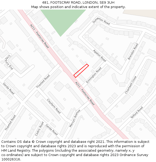 481, FOOTSCRAY ROAD, LONDON, SE9 3UH: Location map and indicative extent of plot