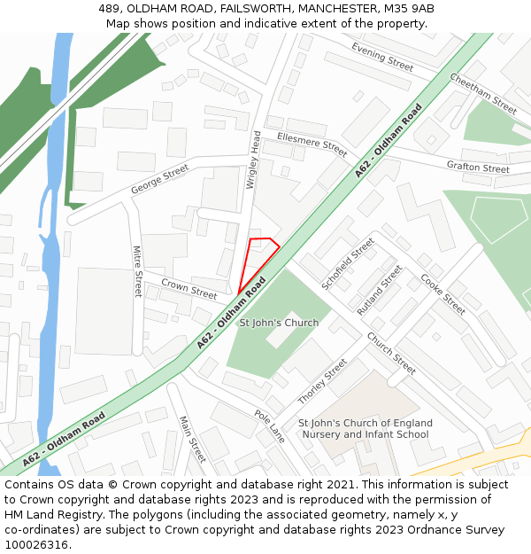 489, OLDHAM ROAD, FAILSWORTH, MANCHESTER, M35 9AB: Location map and indicative extent of plot