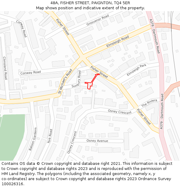 48A, FISHER STREET, PAIGNTON, TQ4 5ER: Location map and indicative extent of plot