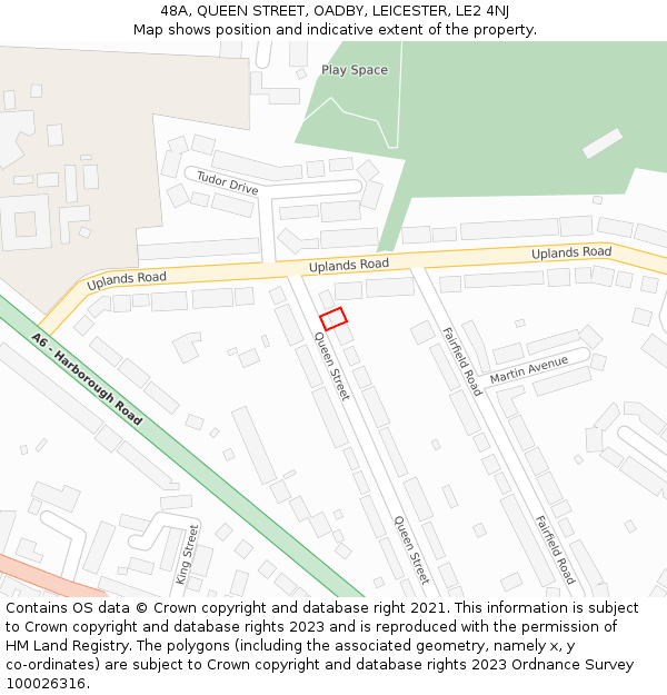 48A, QUEEN STREET, OADBY, LEICESTER, LE2 4NJ: Location map and indicative extent of plot