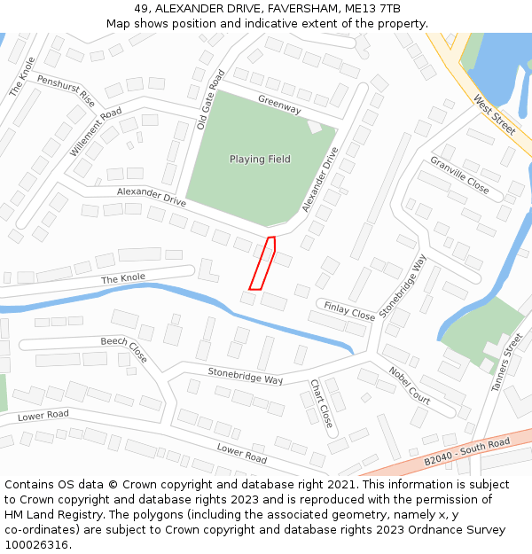 49, ALEXANDER DRIVE, FAVERSHAM, ME13 7TB: Location map and indicative extent of plot