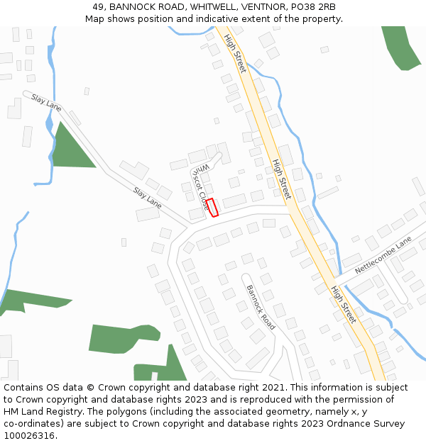 49, BANNOCK ROAD, WHITWELL, VENTNOR, PO38 2RB: Location map and indicative extent of plot