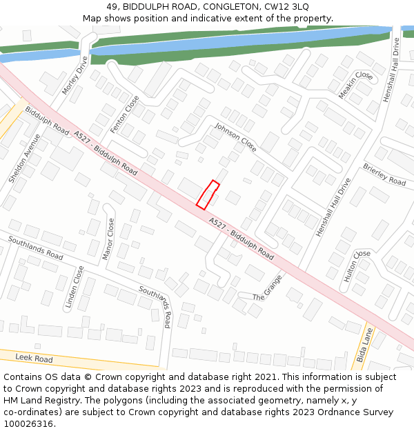 49, BIDDULPH ROAD, CONGLETON, CW12 3LQ: Location map and indicative extent of plot