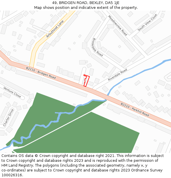 49, BRIDGEN ROAD, BEXLEY, DA5 1JE: Location map and indicative extent of plot