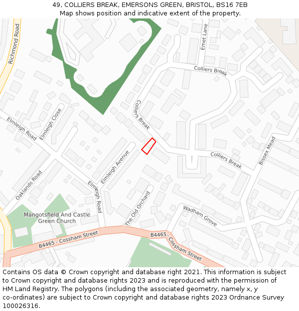 49, COLLIERS BREAK, EMERSONS GREEN, BRISTOL, BS16 7EB: Location map and indicative extent of plot