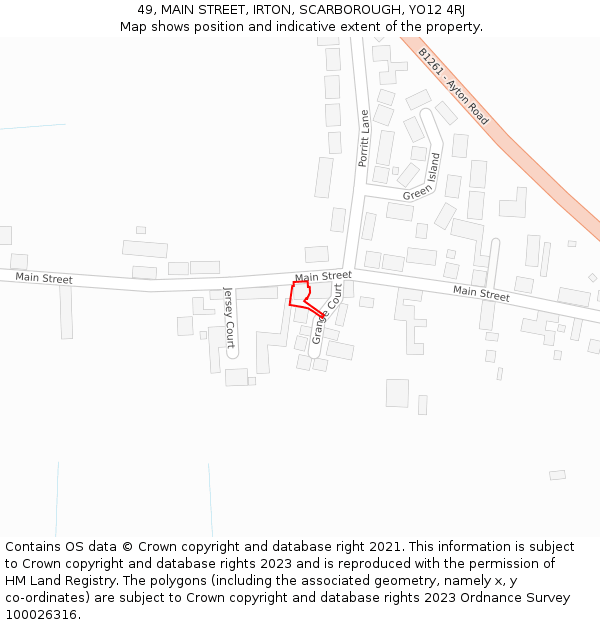 49, MAIN STREET, IRTON, SCARBOROUGH, YO12 4RJ: Location map and indicative extent of plot