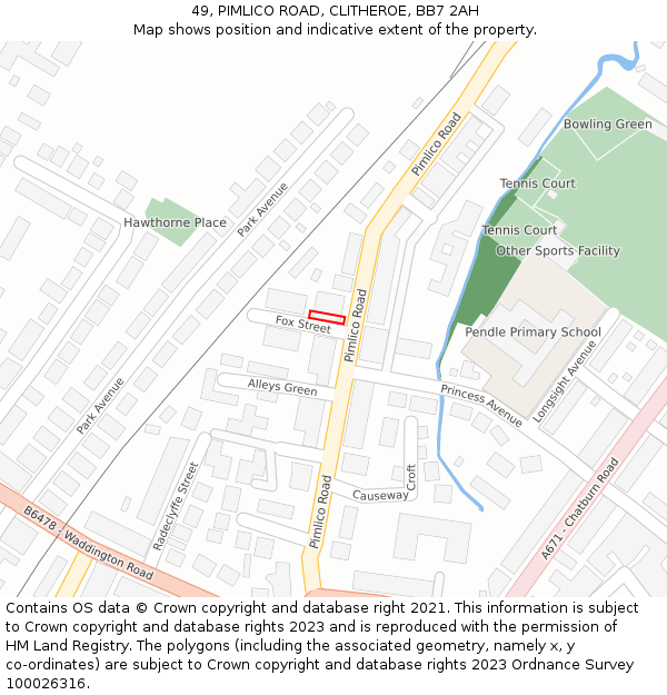 49, PIMLICO ROAD, CLITHEROE, BB7 2AH: Location map and indicative extent of plot