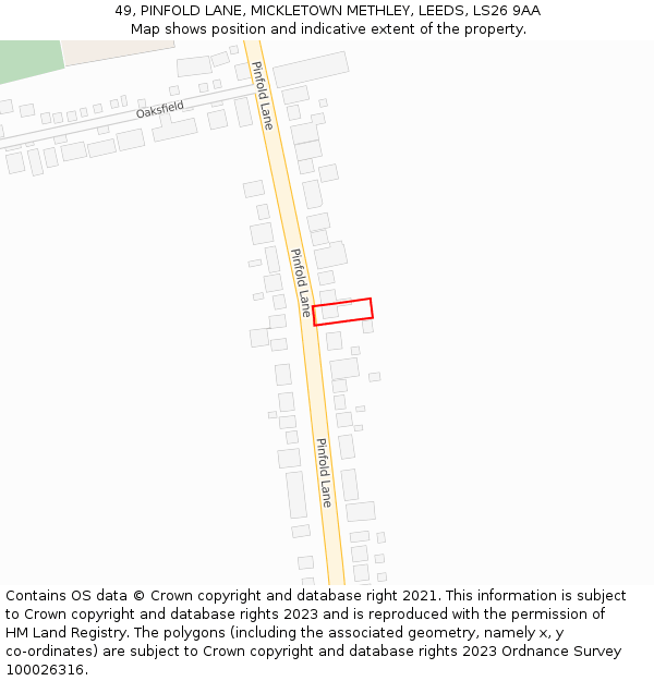 49, PINFOLD LANE, MICKLETOWN METHLEY, LEEDS, LS26 9AA: Location map and indicative extent of plot