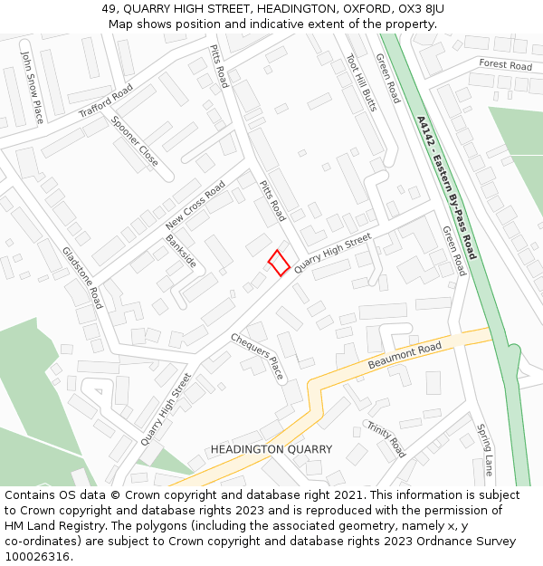 49, QUARRY HIGH STREET, HEADINGTON, OXFORD, OX3 8JU: Location map and indicative extent of plot