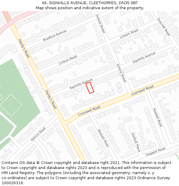 49, SIGNHILLS AVENUE, CLEETHORPES, DN35 0BT: Location map and indicative extent of plot