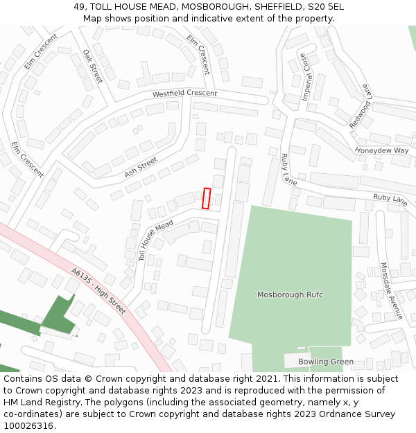 49, TOLL HOUSE MEAD, MOSBOROUGH, SHEFFIELD, S20 5EL: Location map and indicative extent of plot