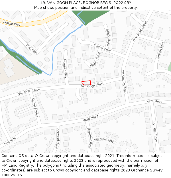 49, VAN GOGH PLACE, BOGNOR REGIS, PO22 9BY: Location map and indicative extent of plot