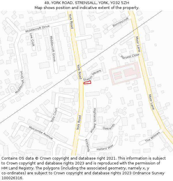 49, YORK ROAD, STRENSALL, YORK, YO32 5ZH: Location map and indicative extent of plot